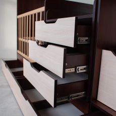 Детская двухъярусная кроватка-трансформер, 18мм Domino Dark walnut / Milk oak